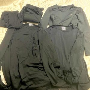 1 champion long sleeve shirt. 2 32degrees shirts and 2 32degrees leggings